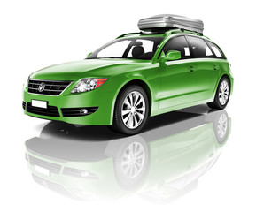 Three Dimensional Image of a Green Car