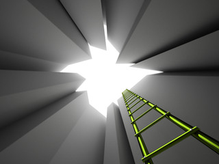 Escape on green ladder