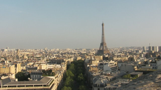 Eiffel Tower the most famous attraction in Paris, panorama over Paris city