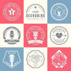 Set of vintage logos of rock music and rock and roll