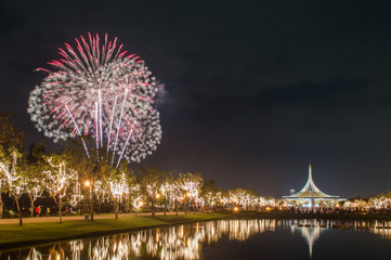 Beautiful of fireworks in thailand