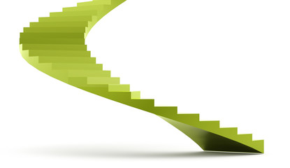 Obraz premium Green spiral stairs concept rendered