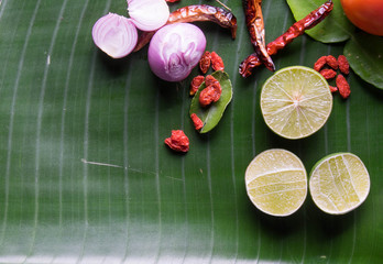 Thai herb ingredients of spicy Tom Yum