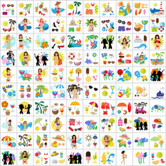 Fototapeta na wymiar Summer Flat Icons Set: Vector Illustration, Graphic Design. Collection Of Colorful Icons. For Web, Websites, Print, Presentation Templates, Mobile Applications And Promotional Materials