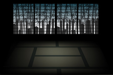 和風ホラー背景　墓地