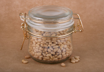 Glass jar of cedar nuts