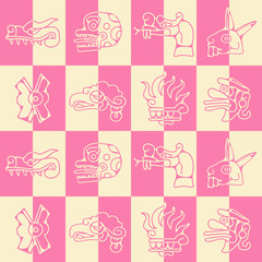 Obraz premium Seamless background with Aztec calendar Day glyphs