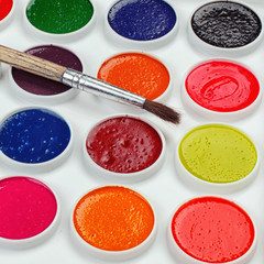 Watercolor Paints with brushes