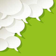 chat speech bubbles ellipse vector white in the corner on a green background - obrazy, fototapety, plakaty