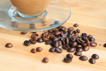 Hot coffee with bean