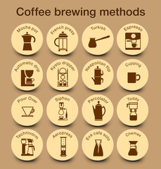 Set of coffee icons. Vector illustration