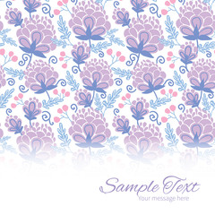 Vector soft purple flowers horizontal border card template