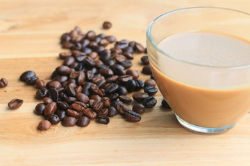 Hot coffee with bean