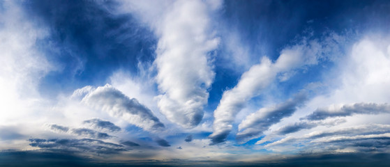 Sky panorama with fantastic clouds