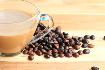 Hot coffee with bean