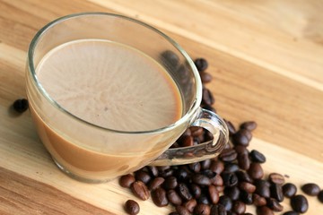Hot coffee with bean