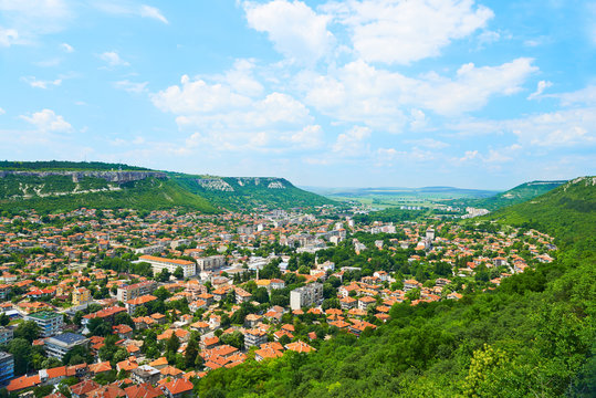 City view with mountains