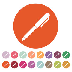 The pen and ballpoint icon. Writing symbol. Flat