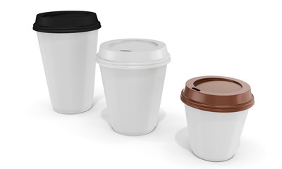 3d blank coffee cups