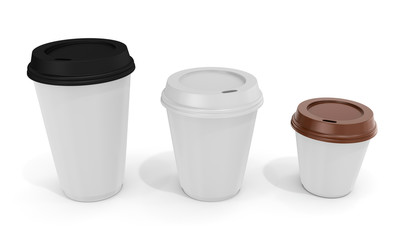 3d blank coffee cups