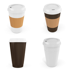3d Coffee Cups with blank label