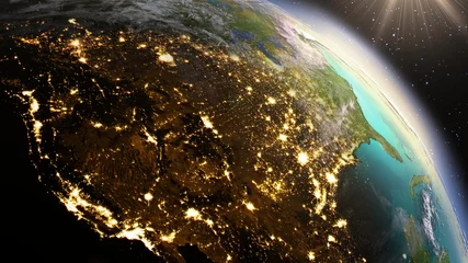 Fototapeten Planet Earth Nordamerika-Zone mit Satellitenbildern NASA © rakchai