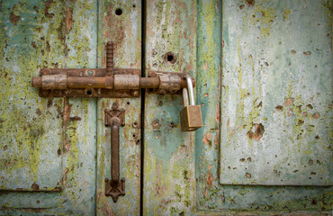 old metal padlock, safety concept.