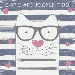 Obrazy  Słodki kot w okularach