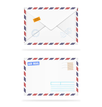 Envelope isolated on white background. Vector illustration. Front and back