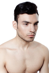 Fototapeta premium Healthy muscular young man. Isolated on white background