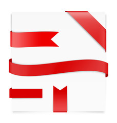 Red ribbon on white background. Vector illustration. Web element