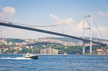 Bridge over the Bosphorus strait in Istanbul, Turkey