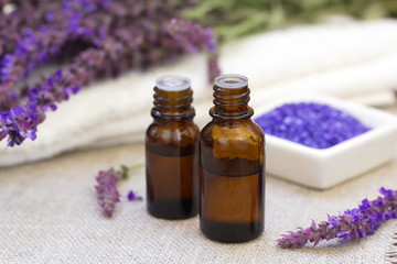 Fototapeta na wymiar Lavender essential aroma oil
