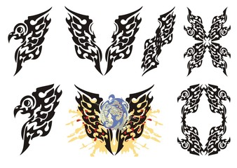 Tribal flaming eagle elements