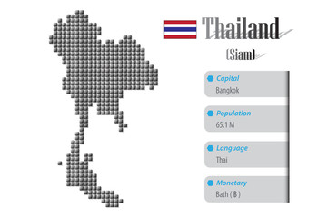 Fototapeta premium vector Thailand map and info metallic pixel design