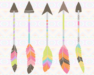 Vector Collection of Stylized Tribal Feather Arrows