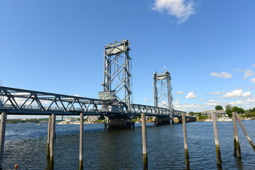 Memorial Bridge is a through truss lift bridge across the Piscataqua River, Portsmouth, New Hampshire