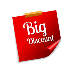 Big Discount Red Sticky Notes Vector Icon Design