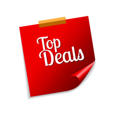 Top Deals Red Sticky Notes Vector Icon Design