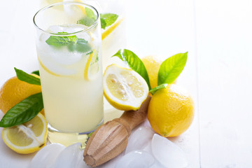 Homemade lemonade in tall glasses