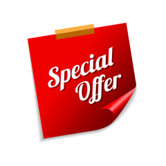 Special Offer Red Sticky Notes Vector Icon Design