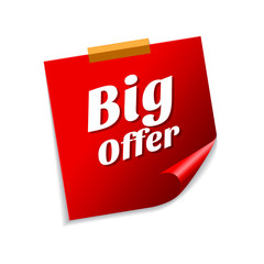 Big Offer Red Sticky Notes Vector Icon Design
