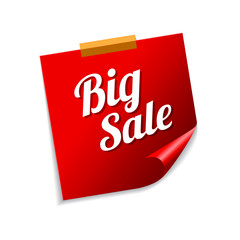 Big Sale Red Sticky Notes Vector Icon Design