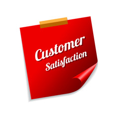 Customer Satisfaction Red Sticky Notes Vector Icon Design