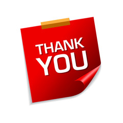 Thank You Red Sticky Notes Vector Icon Design