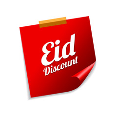 Eid Discount Red Sticky Notes Vector Icon Design