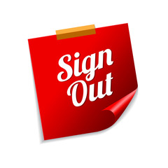 Sign Out Red Sticky Notes Vector Icon Design