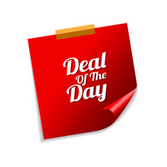 Deal Of The Day Red Sticky Notes Vector Icon Design