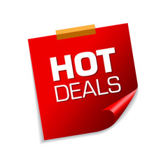 Hot Deals Red Sticky Notes Vector Icon Design