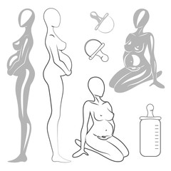 Set pregnant vector women